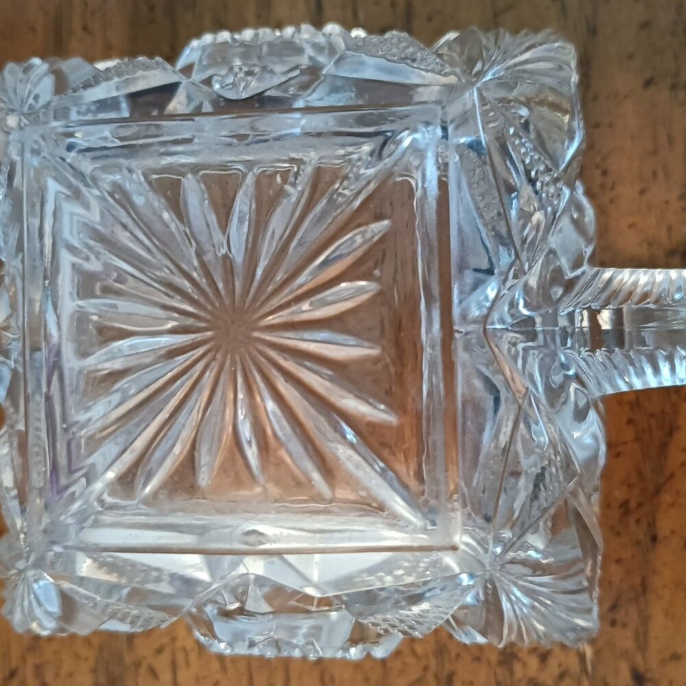 Vintage EAPG Riverside Glassworks Square Glass Creamer CROESUS Pattern - Picture 6 of 6